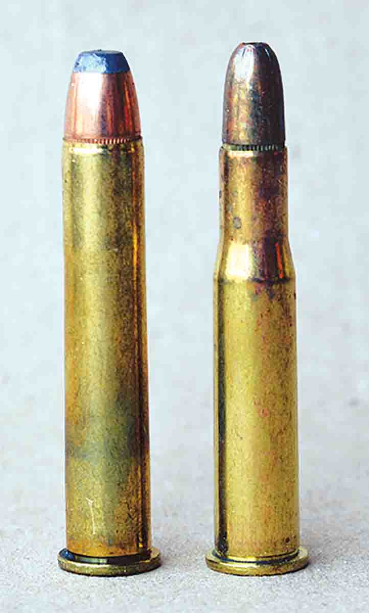 The Cimarron Uberti comes chambered in .38-55 (left) and .30-30 Winchester (right).